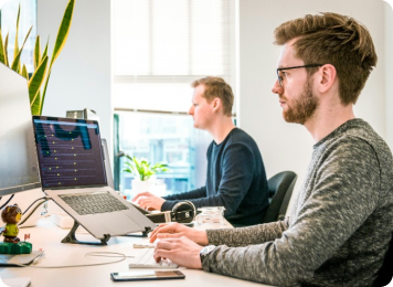 Working on laptop image